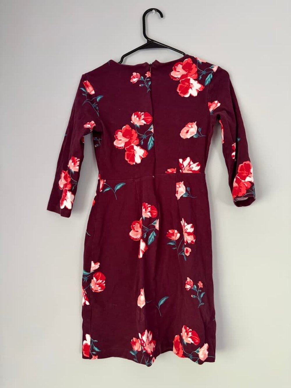 Maroon Floral A-Line Dress